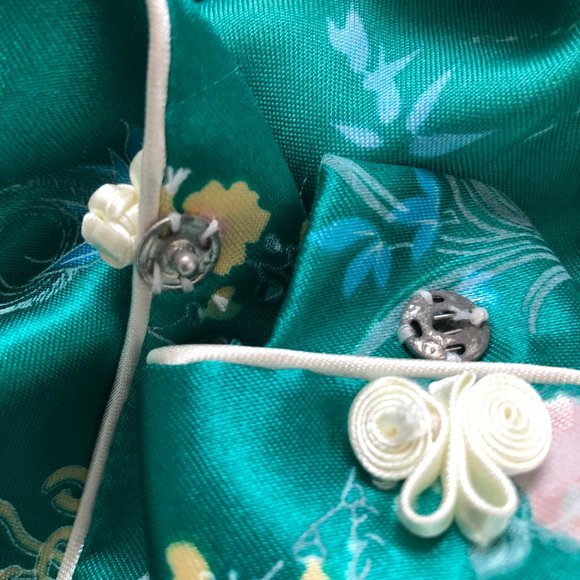 Stunning Vintage Silky Floral Matching Pants & Shirt Set Traditional Asia Inspo - Picture 6 of 7